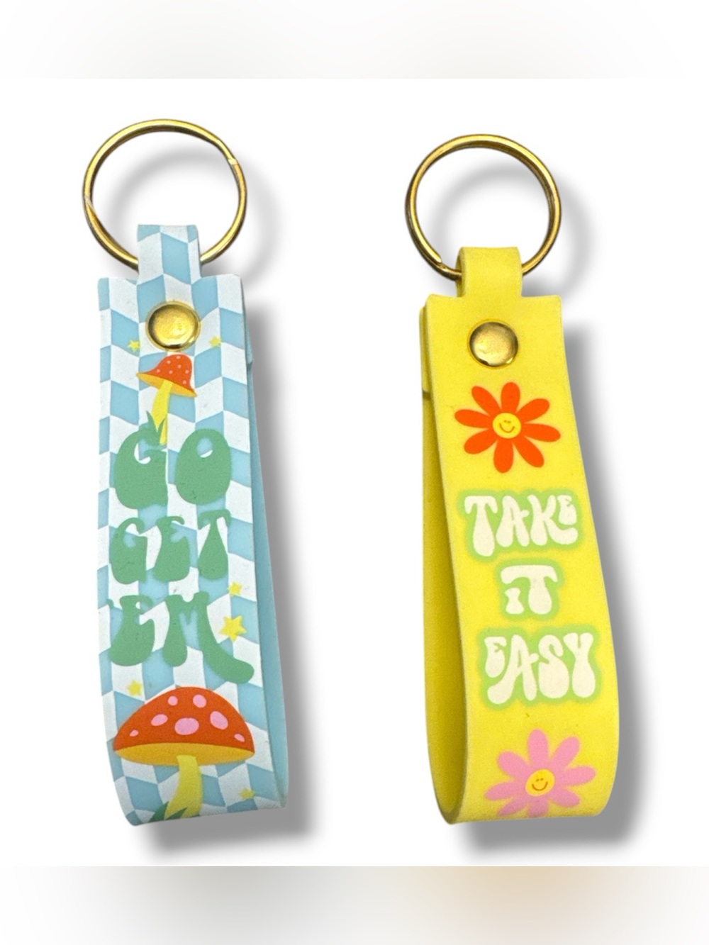 Retro Go Get Em & Take It Easy Key Chain Set of 2